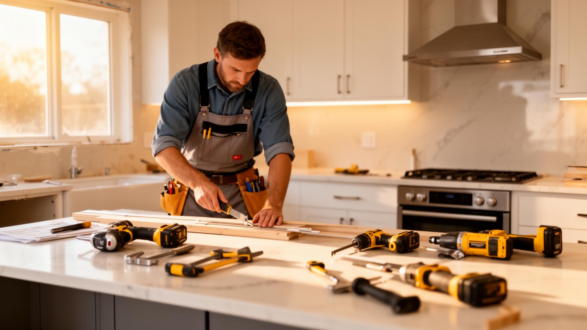 Professional handyman working on a home renovation project
